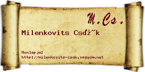 Milenkovits Csák névjegykártya